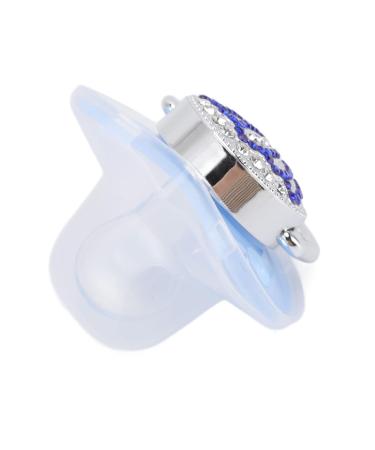 Bling Baby Pacifier Clip - Curved Silicone Design with Rhinestone Crown for Infants 6 to 18 Months - Stylish & Safe Newborn Pacifier (Blue M) - Buy Online on SooperMarket.com