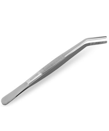 Curved tweezers 18 cm with internal teeth stainless steel