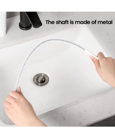 60CM/23.62Inch Sink Cleaning Pipe Brush Flexible Drain Unblocker Tube Brush Household Sewer Dredging Tool Waterpipe Overflow Cleaner Hair Catcher Pipe Cleaning Brush for Bathroom Kitchen Drain White - Buy Online on SooperMarket.com