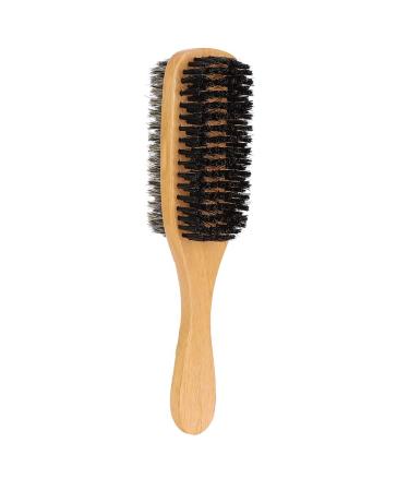 Ankroyu razor brush double-sided beard brush wood-bearing brush beard set wooden handle face hair trim model brush suitable for bar cleaning (L)