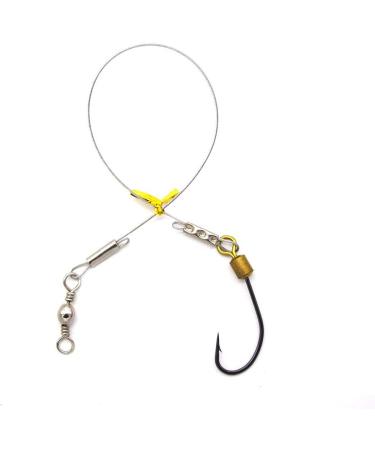 Fishing Hook with Leader 5 Hooks Fishing Rig - 7 Strands Nylon Coated Leader | Swivel Snap Hooks | 18# 1 Hook Rig - Buy Online on SooperMarket.com