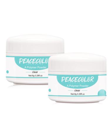 2 Pcs Clear Acrylic Powder 8g Professional Acrylic Nail Powder for Acrylic Nail Extension Long-Lasting No Need Lamp 2 Pcs Acrylic Powder Clear