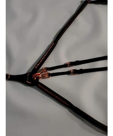 Buy Deister Brown Rose Gold Pink Dark Brown Leather Breastplate with Soft Rhinestone Glitter & Auxiliary Reins - X Full - International Shipping Available - Buy Online on SooperMarket.com