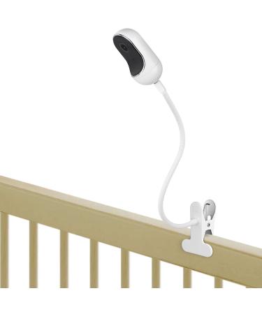 Flexible Clip Mount Compatible with Owlet, Motorola and Other Baby Monitor Camera with 1/4 Threaded Hole Without Tools or Wall Damage - White