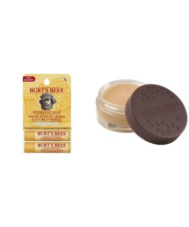Burt's Bees 100 percent natural intensive lip care 7.08 g & 100 % natural moisturizing lip balm in cheap 2-pack beeswax 2 tubes in blister box 8.5 g intensive lip care for the night bundle with lip balm 8.5 g