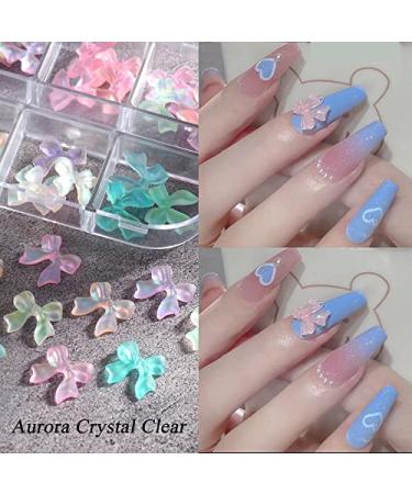 3D Butterfly Bow Nail Charms for Acrylic Nail Art - Aurora Crystal Resin Jewelry Supplies - Buy Online on SooperMarket.com