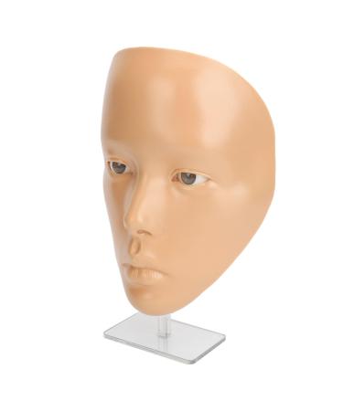 Full Face Makeup Practice Tool Detachable Eyes Silicone Skin Friendly Makeup Practice Board with Plastic Stand for Beauty Makeup Trainers for Face Painting (Wheat Skin)