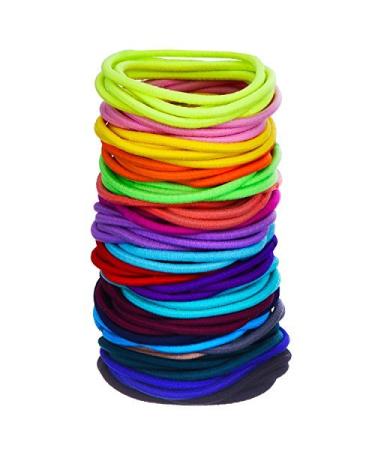 100 pieces hair elastic hair tie ponytail holder hair band (multi-colored) 5 x 0.3 cm