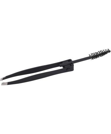 Verdant Touch Mini Slant Tweezer 2 in 1 Multifunctional Eyebrow Tweezer with Comb Slant Tip Mini Grooming Tool for Eyebrows Facial Hair Eyelashes Black - Buy Online on SooperMarket.com