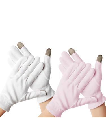 NTRUXZP Moisturizing Gloves 2 Pairs Touch Screen Cotton Gloves Overnight Heal Eczema Sleep Lotion Hands Spa Treatments Repair Rough Cracked Dry Cracked Skin
