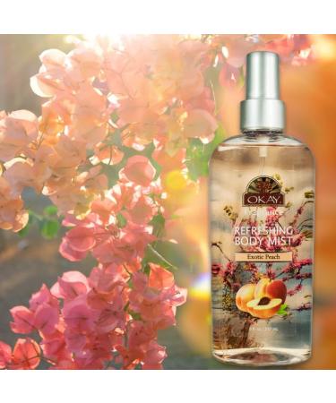 OKAY Fragrance Exotic Peach Body Mist - Body Spray for Women Light Perfume Mist for Skin Clean Refreshing Scent Uplifting and Fruity Silicone and Paraben Free - 8 Fl Oz - Buy Online on SooperMarket.com