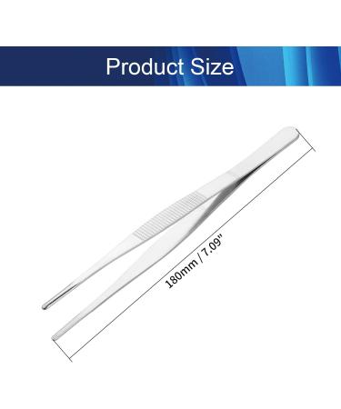 Heyiarbeit 2pcs 7-Inch Lenght Stainless Steel Straight Blunt Tweezers with Serrated Tip Daily Garden Tool - Buy Online on SooperMarket.com