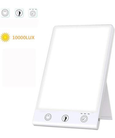 Light Therapy Lamp UV-Free 10000 Lux Timer Function Adjustable Brightness Cool White & Warm Light 90 Rotatable Stand - Buy Online on SooperMarket.com