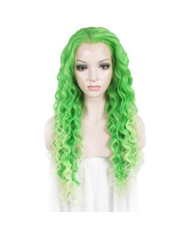 SHIYID Teal Green Wigs Synthetic Lace Front Wig Long Loose Wave Wigs For Women Heat Resistant Fiber Cosplay Wigs