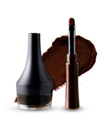 Go Ho Matte Brown Gel Eyeliner Water-proof Smudge-proof Long Lasting Smooth Cream Eyeliner Gel with Brush Gel Eye Liner Pot 2 Brown