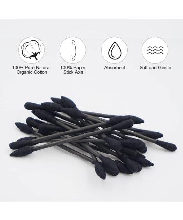 HOMEFOX Black Cotton Swabs - 200 Count, Organic Charcoal Tip, Double Sided, Gentle & Cruelty-Free - Buy Online on SooperMarket.com