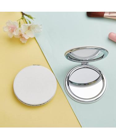 Zcooooool Round Folding Makeup Mirror 8CM - Professional Double-Sided Compact Mirror, PU Surface, Handbag Mirror, White - Buy Online on SooperMarket.com