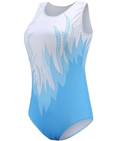 Sleeveless Shiny Diamond Gymnastics Leotard for Women | Blue Tank Leotard Dancewear for Adults - Small - Buy Online on SooperMarket.com