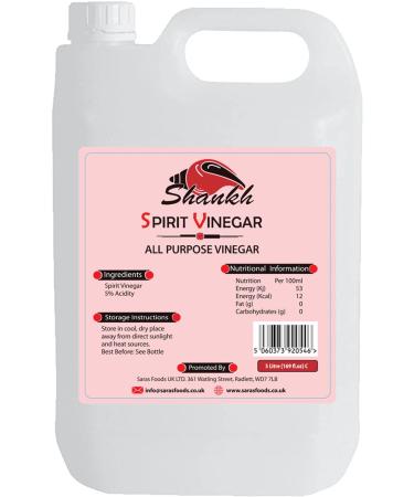 Shankh All Purpose Distilled White Vinegar 5L Perfect for Cleaning Pickling Marinating & Cooking - Produced in The UK ( 5% Acidity)