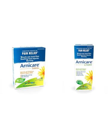 Boiron Arnicare Tablets 60 Tablets Homeopathic Medicine for Muscle and Joint Pain Relief Swelling & Arnicare Cream for Pain Relief Muscle Pain and Joint Pain Relief Swelling from injuries