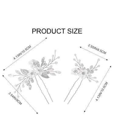 Gorais Flower Bride Wedding Hair Pins - Silver Rhinestone & Pearl Hair Clips for Women and Girls (Pack of 2) - Buy Online on SooperMarket.com