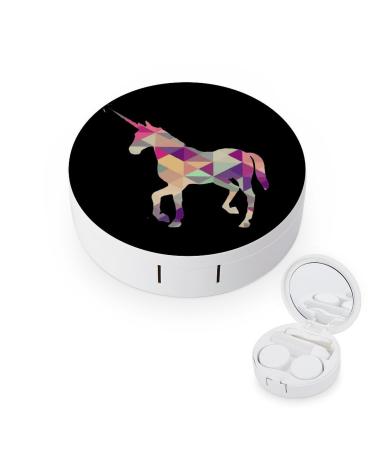 Patterned Unicorn Contact Lens Travel Kit Portable Cute Contact Box with Mirror for Daily Outdoor