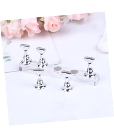 Healeved 2 Sets Nail Art Accessories Crystals for Nails Nail Polish Tips Stand Tool Stand Nail Practice Stand Nail Tips Holder Fake Nail Holder Nail Art Tip Display Base Frame Magnet 2.5*1cm Silver - Buy Online on SooperMarket.com