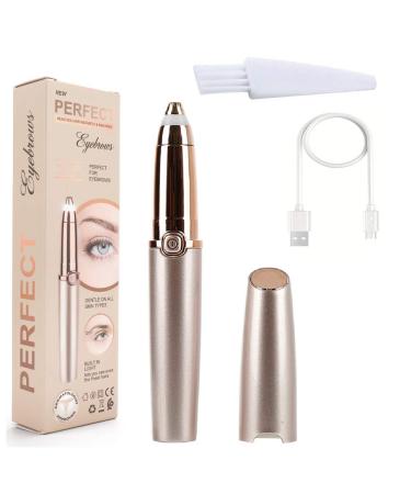 Rechargeable Eyebrow Hair Removal for Women Painless Electric Eyebrow Trimmer Epilator Ladies Eyebrow Razor Shaver for Eyebrow Hair Remover with LED Light (Rose Gold)