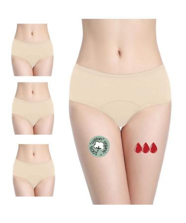 Noblood period underwear 2-3 tampons - washable - cotton - ecologically - menstruation - underwear for the period - periode briefs - absorbing - girls - XXS / 3XL Nude -Mohina -Pack M