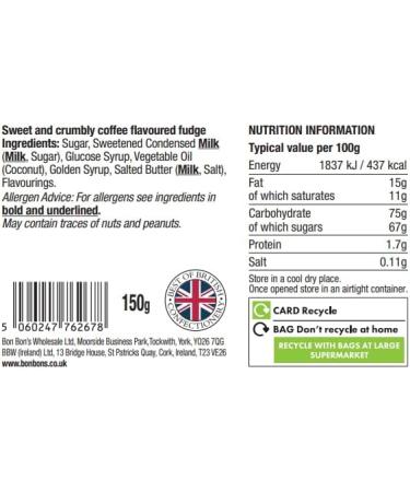 Bon Bon's Gourmet - Coffee Fudge Bag Handmade British Fudge 150g - Buy Online on SooperMarket.com