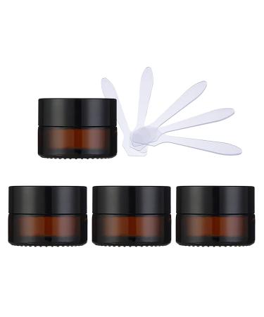 Zeoabsy 4 piece of empty brown glass cream box 5ml with lid brown las screw lid glass cructure screw box glass dose of ointment tinge cosmetic can for gels creams + 4x spatula