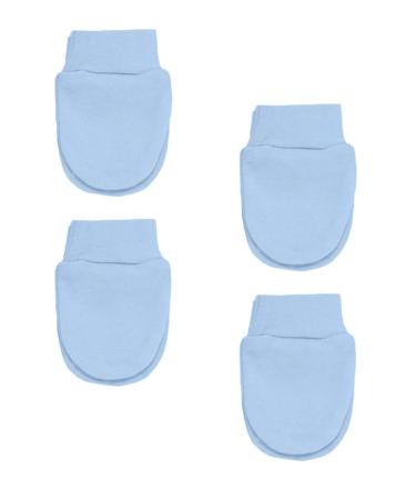 Soft Touch 4 Pairs Premature Baby Anti Scratch Mittens with Wrist Cuffs Tiny Mittens Blue Pink & White (Blue)