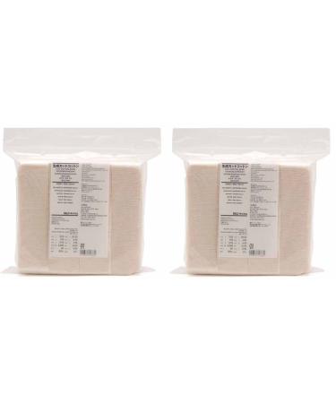 MUJI Makeup Facial Soft Cut Cotton Unbleached 60x50 mm 180pcs x 2 Packs (Total 360 Sheets) Value Set