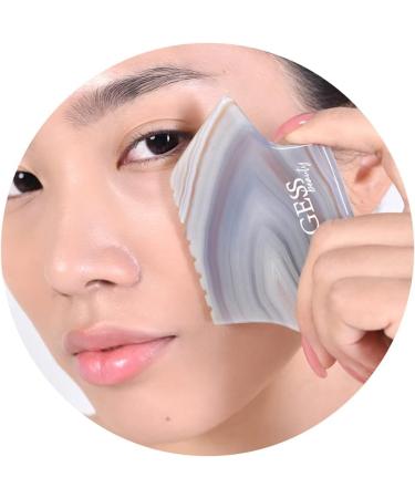 GESS Liyan Agate Gua Sha Facial Tool | 6-Edge Spa Massage Stone for Face Neck & Body | Natural Agate for Fine Lines & Muscle Relaxation - Buy Online on SooperMarket.com