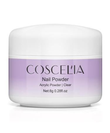 COSCELIA Acrylic Powder for Nails Transparent 8g for 3D Acrylic Nail Extensions No Lamp Needed 037