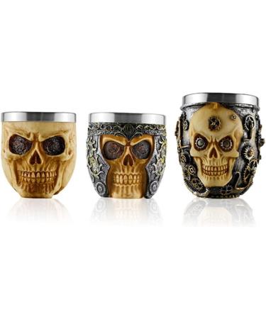 Stainless Steel Shaving Bowl Soap Cup for Foaming | Beard Brush Shaving Mug Skull Design - Buy Online on SooperMarket.com
