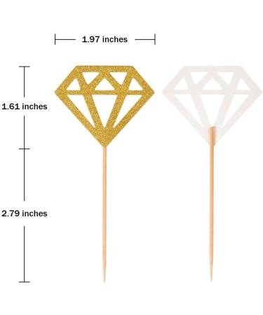 Cupcake Toppers 50 Pack Gold Glitter Diamond Ring Donut Toppers Cupcake Picks for Bridal Shower Engagement Party Decorations - Buy Online on SooperMarket.com