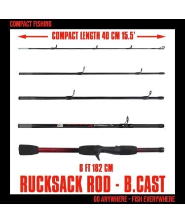 Shop Compact Rucksack Travel Fishing Rod Series (182 cm) - Lightweight Durable 5-Section Rods for Freshwater & Saltwater Fishing - Buy Online on SooperMarket.com