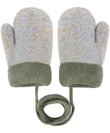Cute Cartoon Kids Knitted Winter Gloves with Rope - Thick Plush Fleece Lined Hand Warmer for Boys and Girls - Buy Online on SooperMarket.com