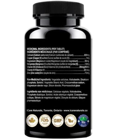 Supplements for BONES - Hair Nails & Skin Support - with Calcium Magnesium Zinc Vitamin D3 K1 Plus. Halal Gluten-Free Gelatin-Free - 60 Tablets. - Buy Online on SooperMarket.com