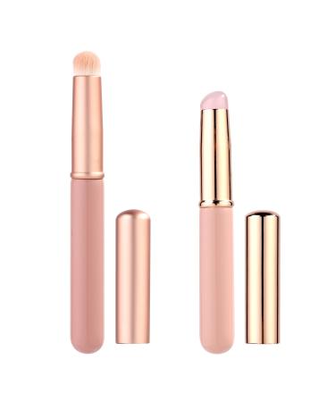 2pcs Makeup Lip Brush Silicone Lip Brush with Cap Makeup Lip Brush Applicator Soft Bristle Lip Brush Set Silicone Tip Gloss Brush Lip Fingerlike Multi Purpose Makeup Brush for Lipstick