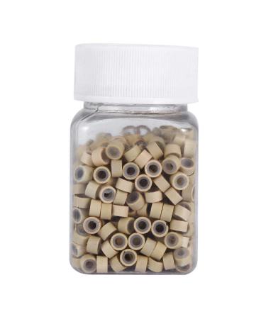 500PCs 5mm hair extension beads lined connecting rings with silicone loops for real hair extension 5 colors no glide (blond)