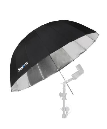 Selens 51 Inch Diameter Photo Umbrella Double Layer Black/Silver Reflective Lighting Umbrella for Contrast, Concentrative Light U51-R
