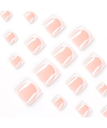 Short White Square Fake Toenails with Glitter Designs - 24Pcs Style2 - Buy Online on SooperMarket.com