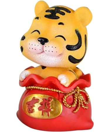 Beavorty 3 pcs year of the tiger bobble head ornament Resin Sculpture interior chinese zodiac lucky figurines good luck tiger car dashboard doll toy figure wild office God of Wealth bubble Red 1x3pcs 6X6X9.5CMx3pcs - Buy Online on SooperMarket.com