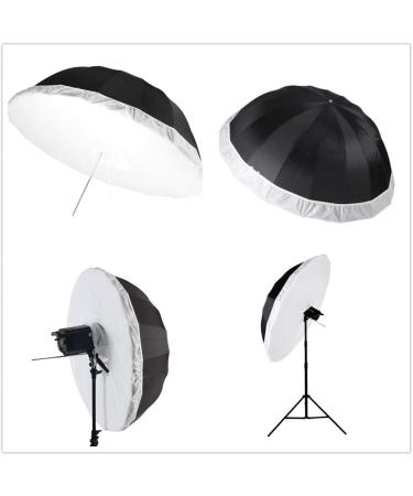 HappyGo 7-Foot Parabolic Umbrella Front Diffuser Cover - Black/Silver Soft Light Cloth for 16 Rods - Elastic Band for Fixed Fit - Buy Online on SooperMarket.com