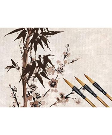 Chinese Calligraphy Brush Set - Professional Green Wolf Bamboo Brushes for Writing, Drawing, Watercolor Ink, Sumi Painting - Ideal for Beginners and Experts - Buy Online on SooperMarket.com