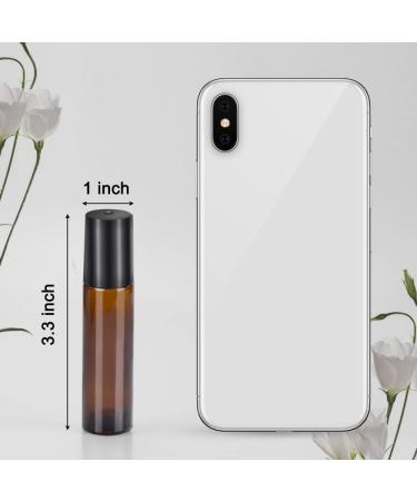 Sungwoo 12 Pack Essential Oil Roller Bottles 10ml - Amber Glass Roller Bottles with Stainless Steel Roller Balls and Caps for Travel Perfume and Lip Gloss - Buy Online on SooperMarket.com