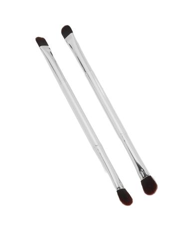 Double Ended Eyeshadow Brush with Soft Fiber Hair Professional Silver Makeup Brush Concealer Brush for Women and Makeup Artist Even Powder Grasping Electroplated Handle