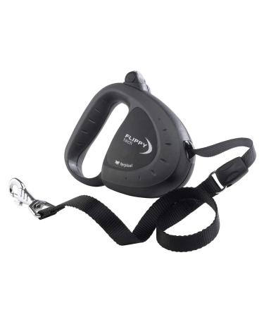Ferplast dog leash flippy tech roller leash large dogs up to 50 kg.Extendable belt strap max. 5 m. Individual locking and unlocking button black max 50 kg - 5 m belt black